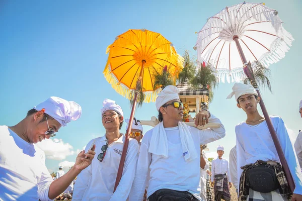 Sanur Beach Melasti Ceremony 2015 Melasti Una Cerimonia Purificazione Rituale — Foto Stock