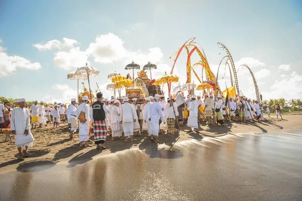 Sanur Beach Melasti Ceremónia 2015 Melasti Egy Hindu Balinéz Tisztító Stock Kép