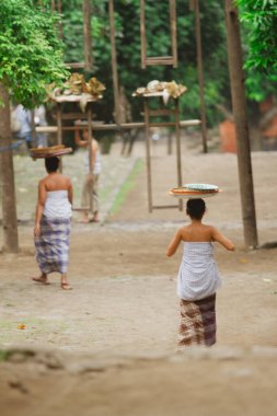 Tenganan, Bali / Endonezya - 25 Mayıs 2018: Tenganan bali köyünde uyum ortamı