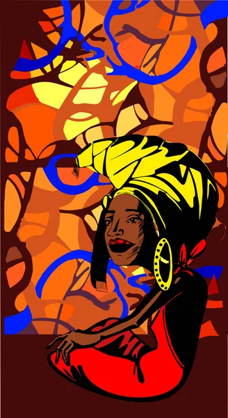 Στυλιζαρισμένη εικόνα από μια ενήλικη γυναίκα αφρικανική εθνοτική καταγωγή — Διανυσματικό Αρχείο