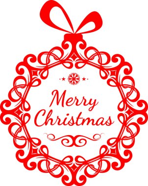 Vintage bir Noel top ile kırmızı Noel tebrik kartı. Metin ile mutlu Noeller