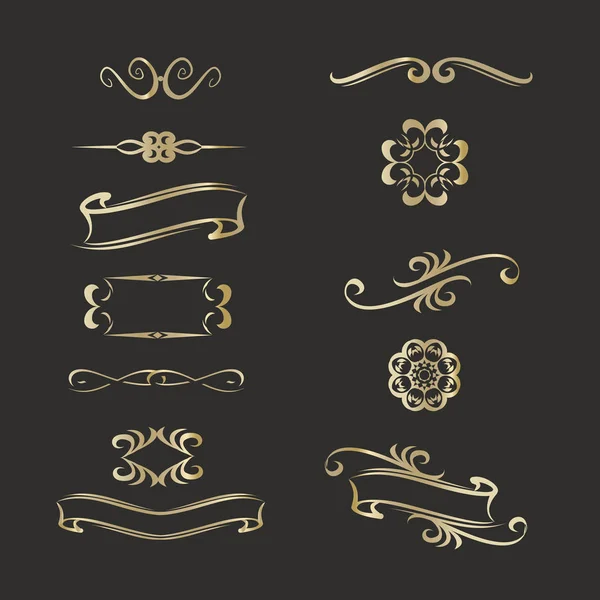 Altın şablonları Monogram çeşitli tasarım projeleri için. Vintage