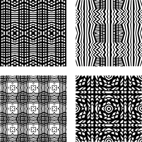 Set of Abstract geometric patterns. Black and white vector backg — Stock Vector