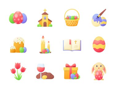 Renkli Paskalya Simgeleri. Vektör İllüstrasyonu