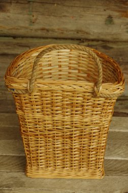 Hanger basket in the background plank floor with wooden backgrou