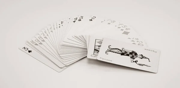 Cards with a joker, let\'s play and have fun, old photo