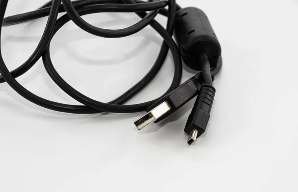 Usb Cable Various Devices Photo Camera Black — Stock Photo, Image