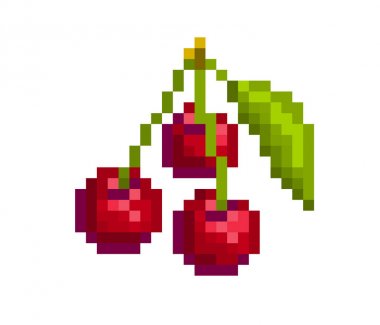 3 kırmızı iştah açıcı kiraz yaprağı üzerinde beyaz adam izole