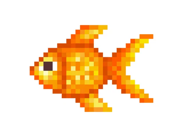 Goldfish, pixel art symbol isolated on white background. Pet ani — Stock Vector