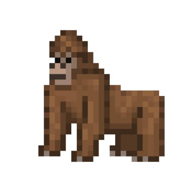 Yat, piksel sanat karakter izole koca goril ayakta