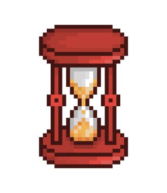 Tahta kum saati, beyaz arkaplanda izole edilmiş piksel resim simgesi. 8