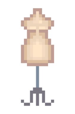 Kadın vücut mankeni, piksel resim simgesi beyaz arka Grou 'da izole edildi