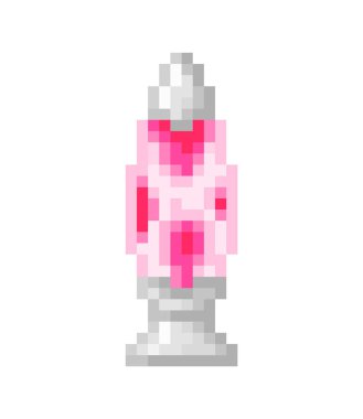 Pembe lav lambası, beyaz üzerine izole edilmiş piksel resim odası dekorasyon ikonu