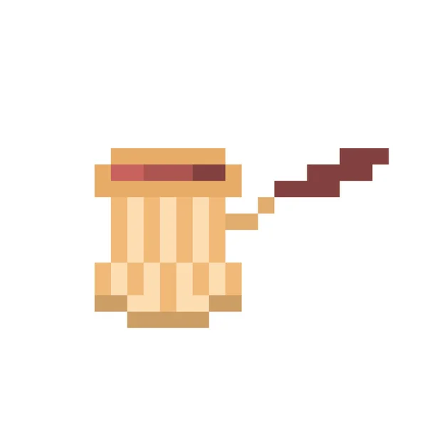 Cezve, dzbanek do kawy tureckiej, 8-bitowa ikona sztuki pikselowej isola — Wektor stockowy