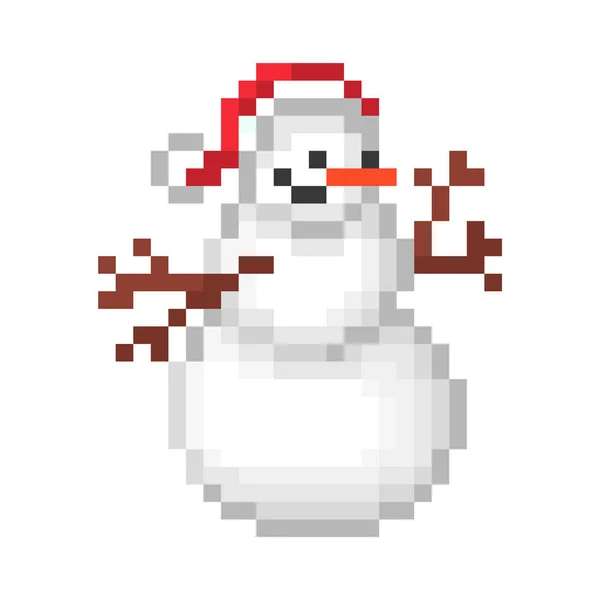 Трикутний сніговик з морквяним носом і гілочками в червоному Санті — стоковий вектор