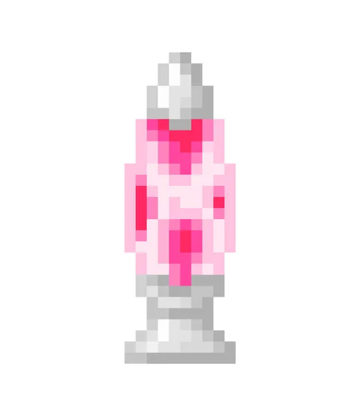 Lampada lavica rosa, icona decorativa pixel art room isolata su bianco — Vettoriale Stock