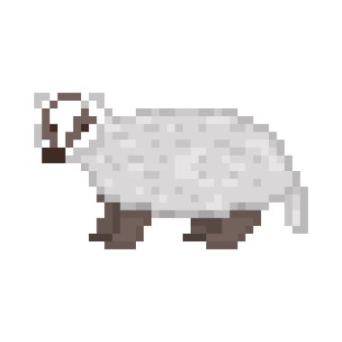 Badger pixel art character icon isolated on white background. 8 bit wildlife forest animal symbol. Old school vintage retro slot machine/video game graphics.
