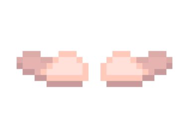 A pair of cozy open-heel slippers, pixel art icon isolated on white background. 8 bit home footwear symbol. Old school vintage retro slot machine/video game graphics.