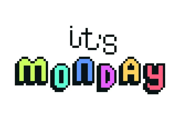 Monday Bit Pixel Art Font Print Isolated White Background Старая — стоковый вектор