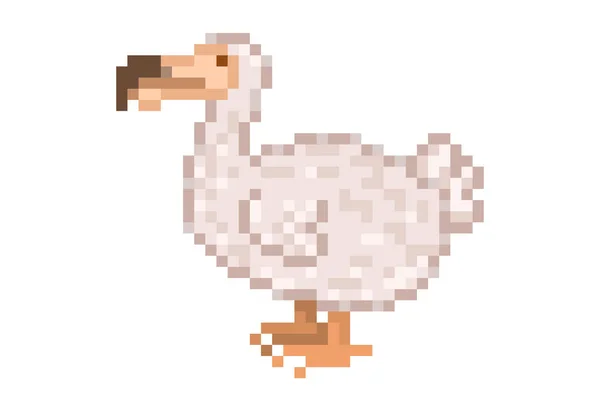 Dodo Extinct Flightless Bird Bit Pixel Art Icon Isolated White — 스톡 벡터