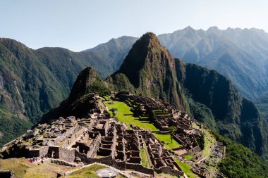 Machupicchu İnka bölgesinin tepe ve mimarisinin görüntüsü