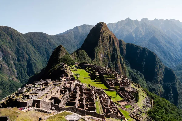 Kilátás Csúcsok Építészet Inka Zóna Machupicchu — Stock Fotó