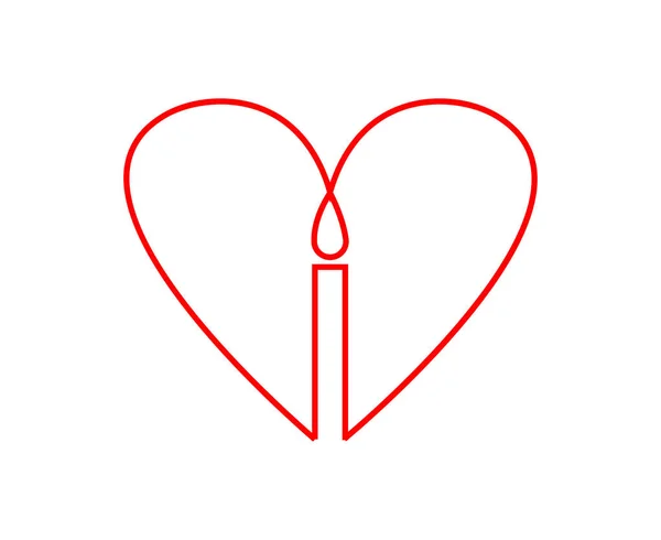 Logo Simple Minimal Icône Bougie Coeur Fait Tant Art Linéaire — Image vectorielle