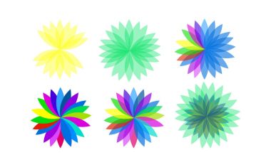 Altı soyut çiçek şekil kümesi