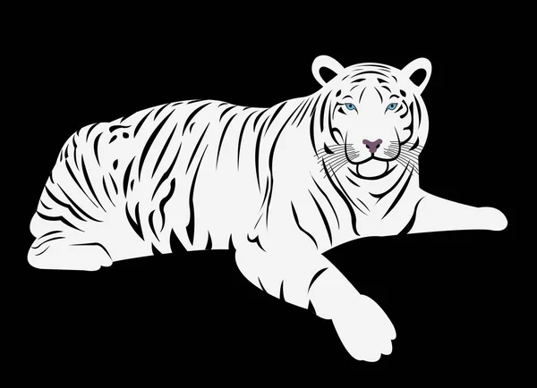 Bengal Vit Tiger Tecknade Vektor — Stock vektor