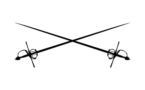Duas Espadas Rapier Cruzadas Logotipo Cruzado — Vetor de Stock