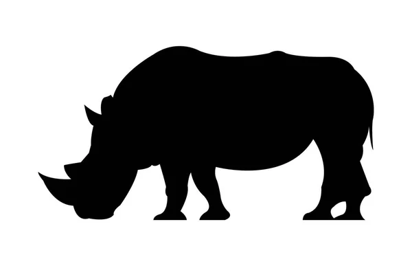 Rhinocéros Silhouette Noire Animal Sauvage — Image vectorielle