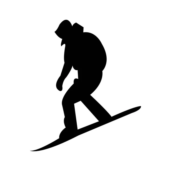 Schwarze Snowboarder Silhouette Auf Der Piste — Stockvektor