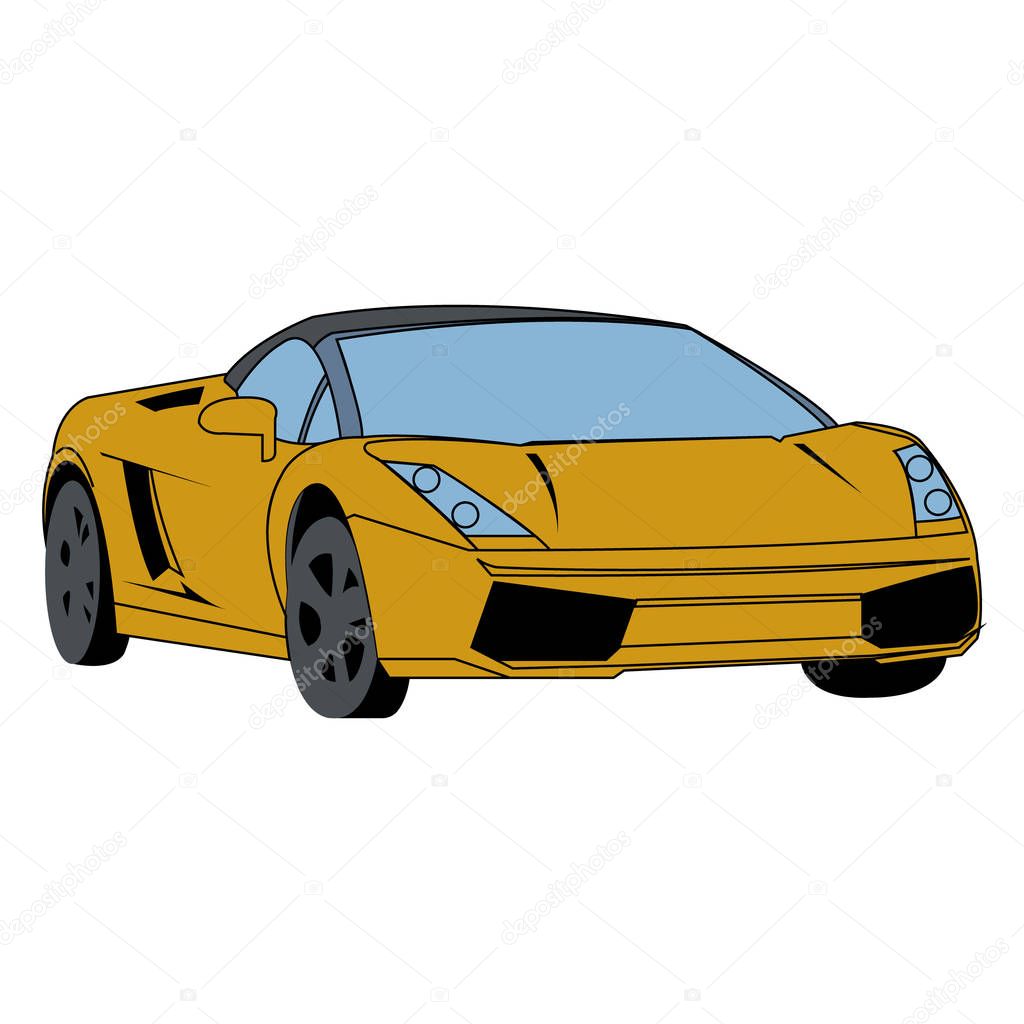 Simple cartoon vector illustration of a fast car