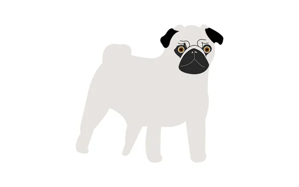 Djur Mops Hunden Tecknad Illustration — Stock vektor