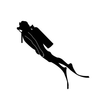 Scuba diver siyah siluet