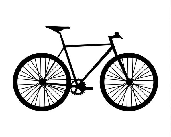 Egyszerű Fekete Fehér Reális Kerékpár Silhouette Elszigetelt — Stock Vector