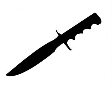 Basit siyah beyaz ordu bıçağı, üzerinde beyaz izole