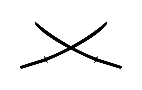 Two Crossed Katana Blades Emblem Logo Element — Stock Vector