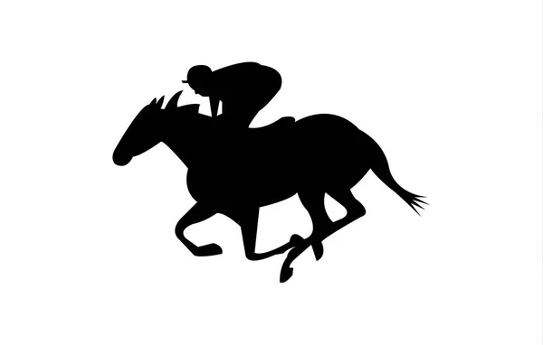 Jockey Riding Horse Silhouette — Stock Vector