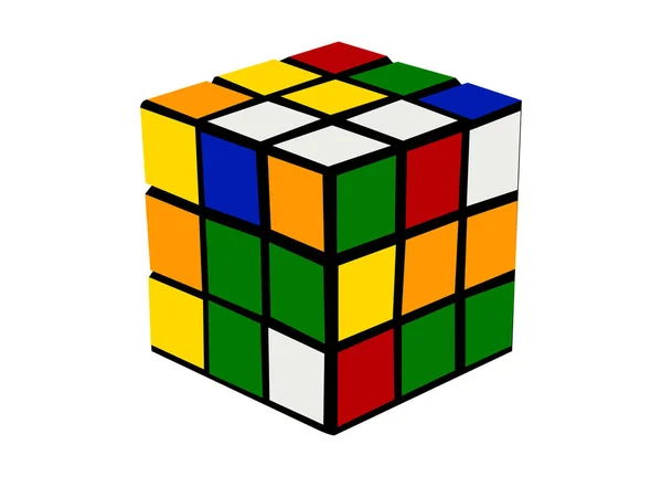 Rubiks Κύβος Πολύχρωμο Συντακτική Εικονογράφηση — Διανυσματικό Αρχείο