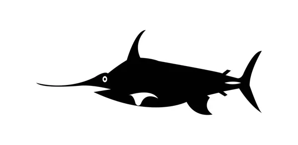 Semplice Silhouette Pesce Spada Nero — Vettoriale Stock