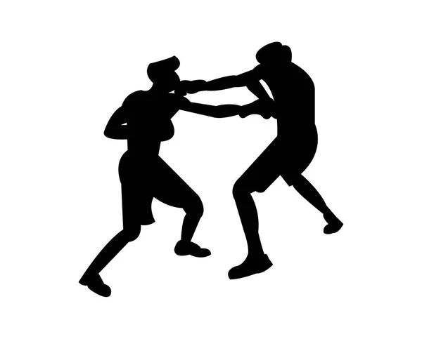 Silhouette Deux Boxeurs Combattant — Image vectorielle