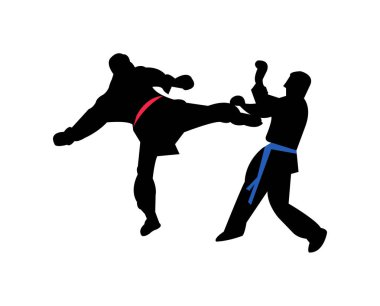 İki karateka bir maçta mücadele.