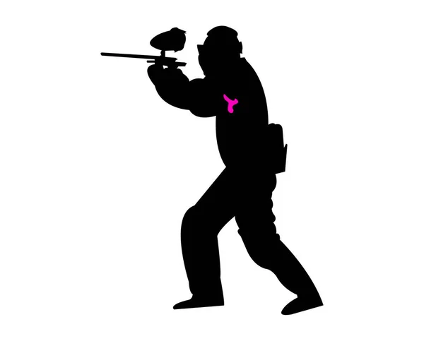 Hombre Con Una Silueta Pistola Paintball — Vector de stock