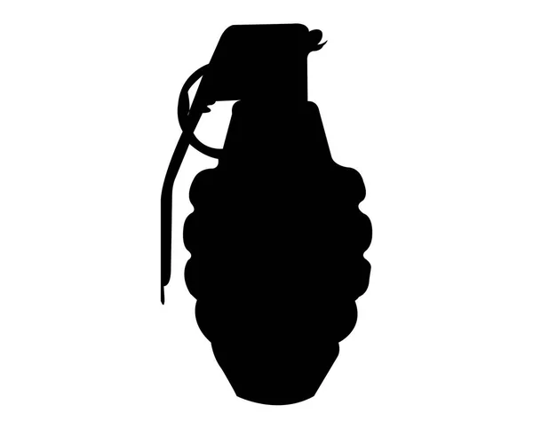 Simple Black Hand Grenade Silhouette — Stock Vector