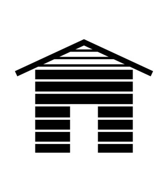 Basit, siyah ve beyaz gecekondu, ahşap ev logo.