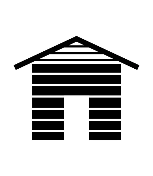 Enkel Svart Och Vitt Shanty Trähus Logotypen — Stock vektor