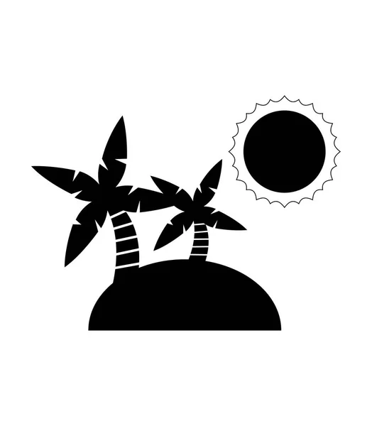 Verlaten Eiland Met Zon Palmen Pictogram — Stockvector