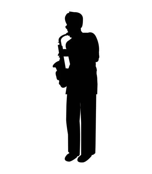 Jeune Saxophone Masculin Silhouette — Image vectorielle