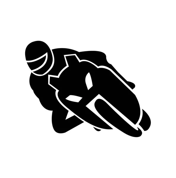 Motociclista Tomando Diseño Logotipo Curva — Vector de stock